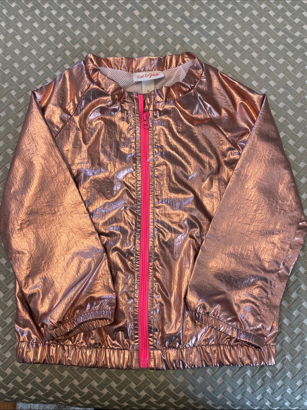 Girls Cat & Jack Metallic Rose Jacket with Hot Pink Zipper